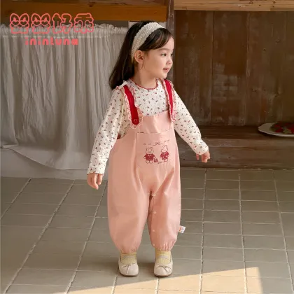 Baby Girl Spring Suspender Pants Set