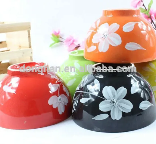 glaze bowl with handpaint flower