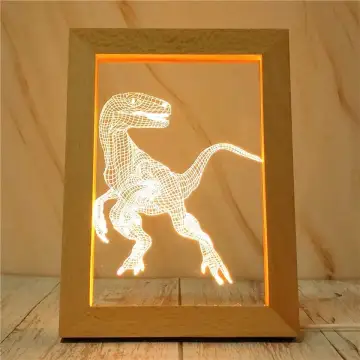 Solid Wood Photo Frame Lamp: Acrylic Engraved 3D Illusion Night Light for Home Decor