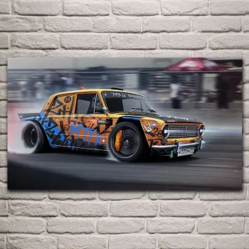lada tuning sport car drift racing car living room decoration home art decor wood frame fabric poster KH759
