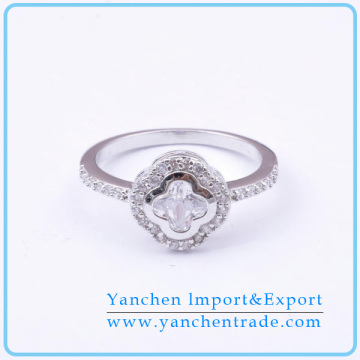 2014 Hot Selling Flower Shape AAA Cubic Zircon Ring Sweet Anniversary Ring