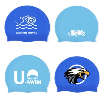 Customizable Colorful Printing Logo Brand Silicone Swimming Hats for Competitions