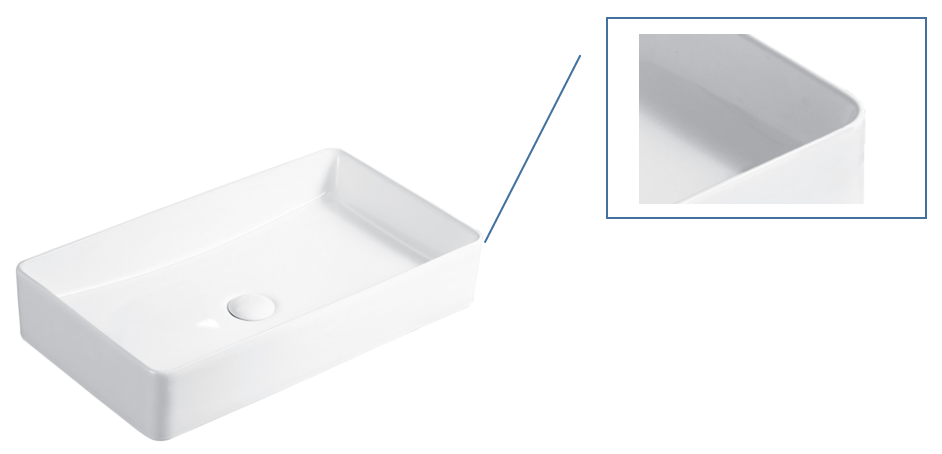 White rectangular ceramic basin