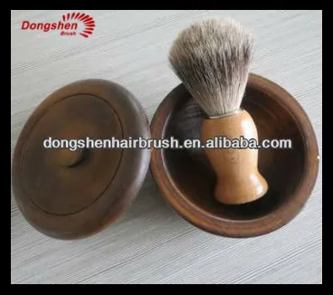 Pure Badger Hair Brush With Handmade Beech Bowl,badger hair shaving brush set,shaving bowl