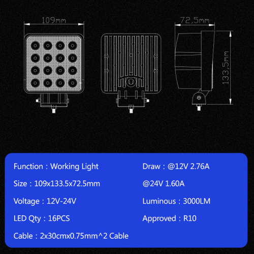 12 વી 24 વી કાર એલઇડી વર્ક લાઇટકાર હેડલાઇટ વોટરપ્રૂફ સ્ક્વેર Auto ટો લાઇટિંગ ટ્રેક્ટર road ફરોડ ફોર્કલિફ્ટ હેવી ડ્યુટી વર્ક લાઇટ
