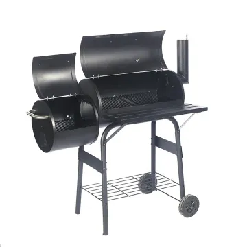 Large Cooking Area Barrel Barbecue Smoker: Oil Drum Charcoal BBQ Grill with Double Grid and Lid