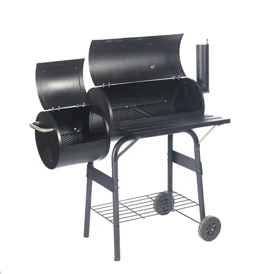 Large Cooking Area Barrel Barbecue Smoker: Oil Drum Charcoal BBQ Grill with Double Grid and Lid