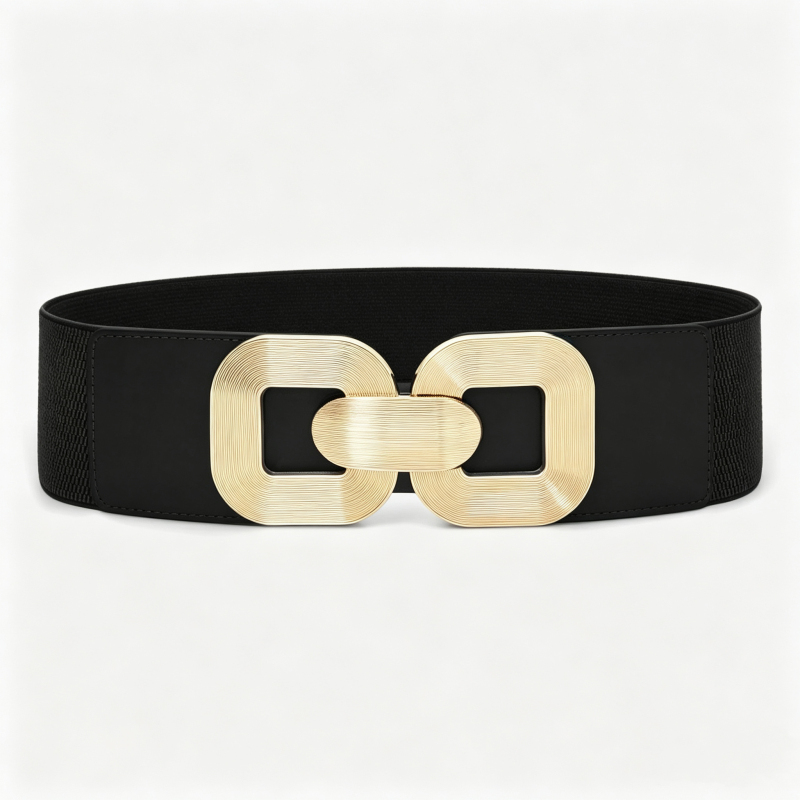 Wide Dress Belt with Gold Clasp