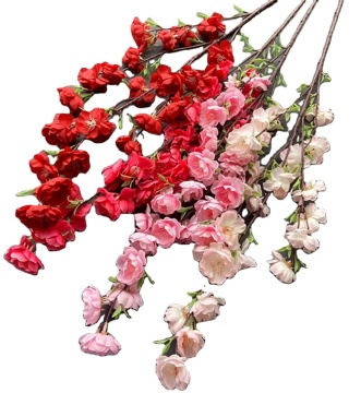 Artificial Plum Tree Branch med 26 huvuden Faux Silk Wintersweet Flower Stems för dekorationer