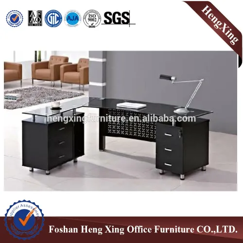 New Office Furniture Metal Leg Structure Tempered Glass Office Table
