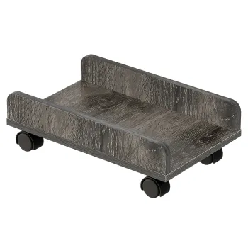 Wooden Waterproof Tower Stand with Protective Sides and 4 Caster Wheels for CPU, Under Desk Placement