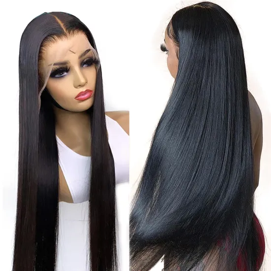 Swiss Lace Frontal Straight Wig Vendor Natural Color Raw Unprocessed Brazilian 100% Cuticle Aligned Human Hair Lace front Wig