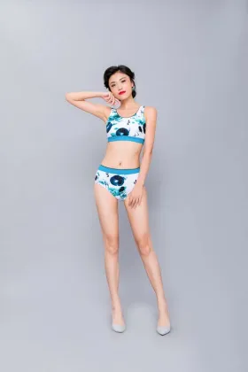 Women's U-neck Bikini Top High Waist Bikini Bottom