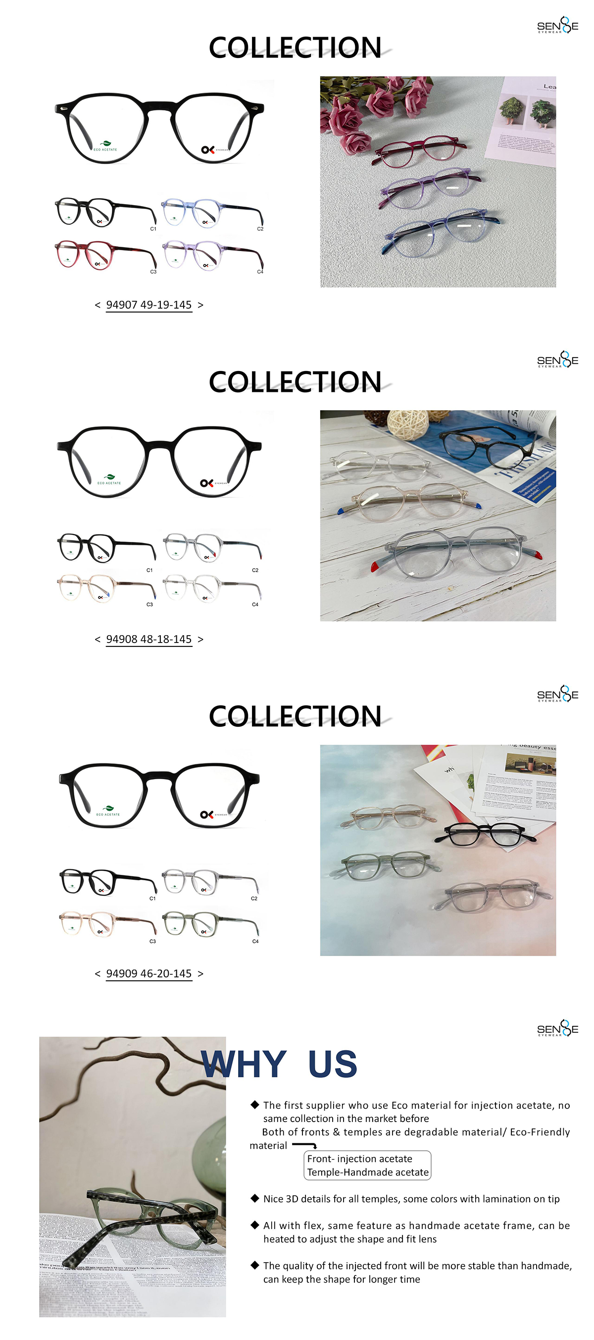 Women BIO ECO Light Acetate Optical Glasses Frame