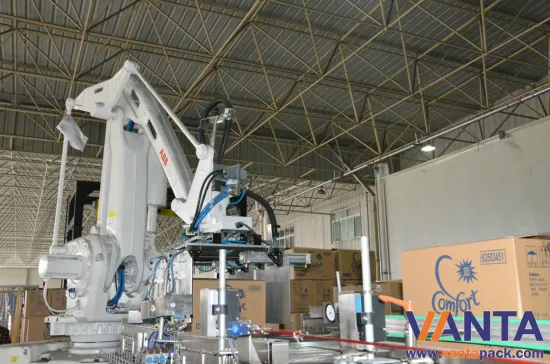 Industrial Arm Gripper Robotic Bag Palletizer , Robot Palletizer For Bag
