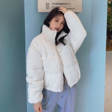 Korean Style 2020 Winter Corduroy short Jacket for women Black Loose coats casual bread warm girl oversize coat thick parkas