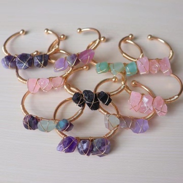 Wholesale Natural Stone Crystal Bracelet with Copper Gold Plating