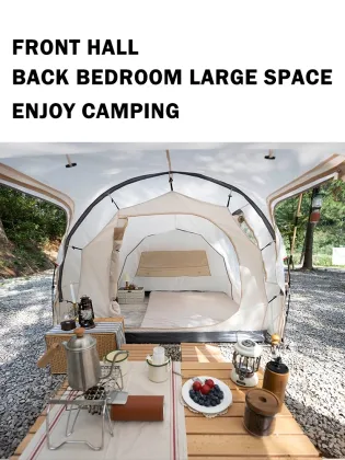 Family Tent with Rainproof and Sunproof Canopy - Portable Camping Equipment