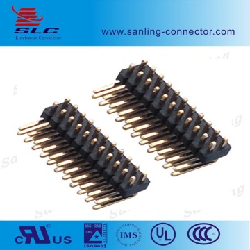 male dual Row Right Angle 1.27mm pitch Gold Plated PCB Pin Header connector