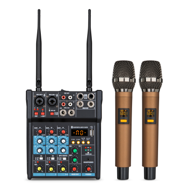 DAYA Performance Four Channel System with USB Connection, Power Amplifier, and 2ch Wireless UHF Microphone Mixer (3-Year Warranty)