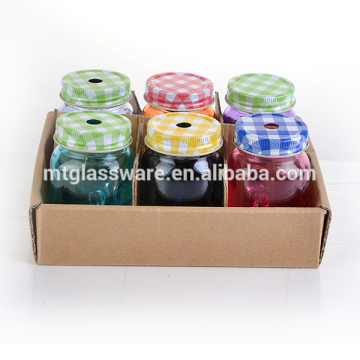 bulk packing colored 100ml small shot mason jars with handle