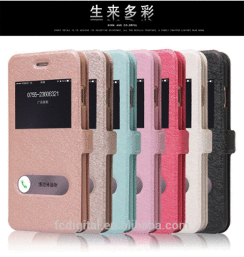 QWD factory price premium touch screen rotating view window color leather flip phone case for samsung s6