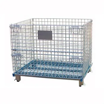 Stackable Foldable Steel Wire Mesh Pallet Cage for Warehouse Logistics
