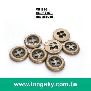 (MB1815/16L) 4-holes antique brass 1cm classial metal suit shirt button