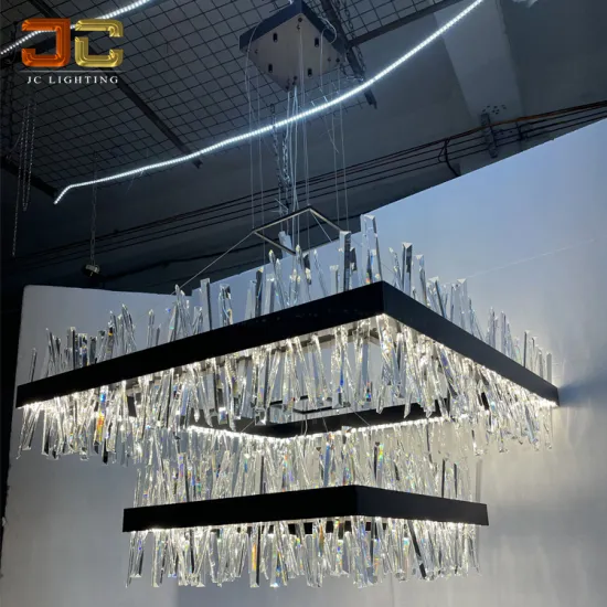 JC LUXU LIGHTING Stainless Custom Square Pendant Antique Black Industrial Retro Style Chandelier Crystal Lighting for Villa