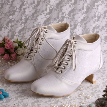 Botas de novia con cordones de tacón grueso Boda