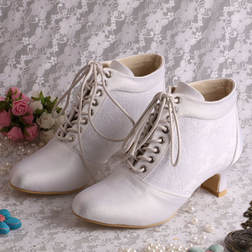 Chunky Heel Lace-up Bridal Boots Wedding