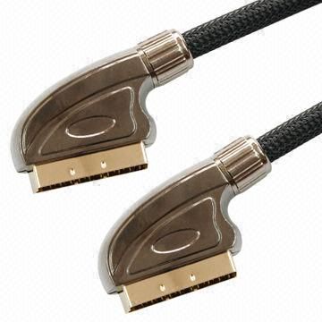 SCART Cable Assembly mit Metallhülle Steckern, 24K vergoldet
