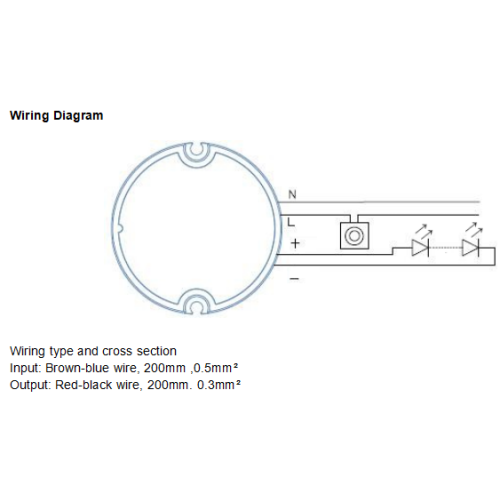 Святлодыёдны драйвер пастаяннага току Traic TINY магутнасцю 7 Вт