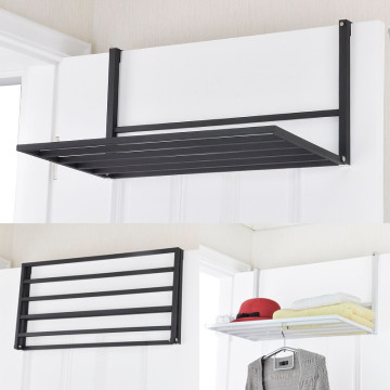 Overdoor Black Sand Coating Folding Clothes and Storage Rack