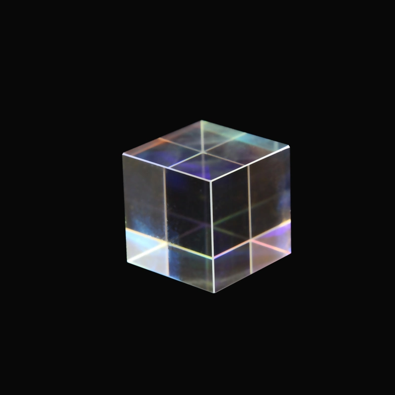 Decorated Colored Glass Cube Optical Prism