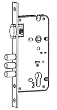 Roller latch mortise lock with round deadbolts