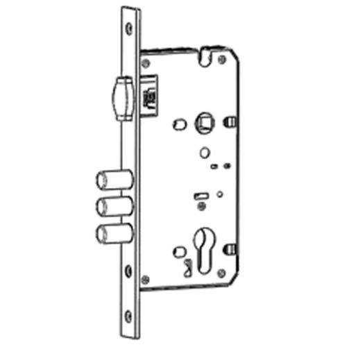 Roller latch mortise lock with round deadbolts