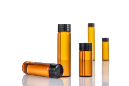 Golden Glass Dropper Bottles in Amber Color