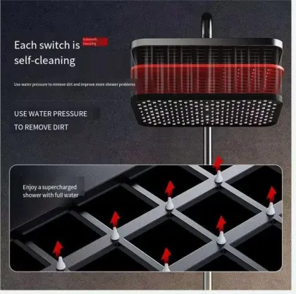 Piano Key Digital Display Supercharged Bathroom Shower Set - Gun Gray