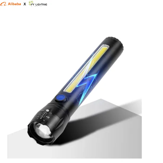Powerful LED Torch Light with USB Charging and COB Light Source