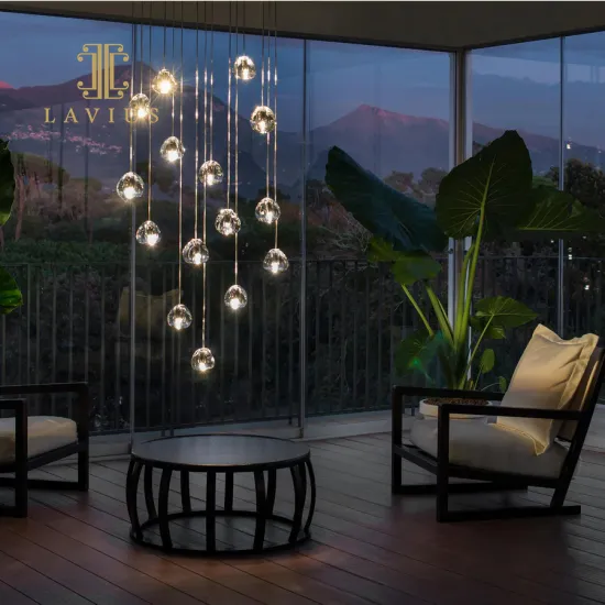 Light luxury custom long crystal chandelier Wedding custom decoration chandelier