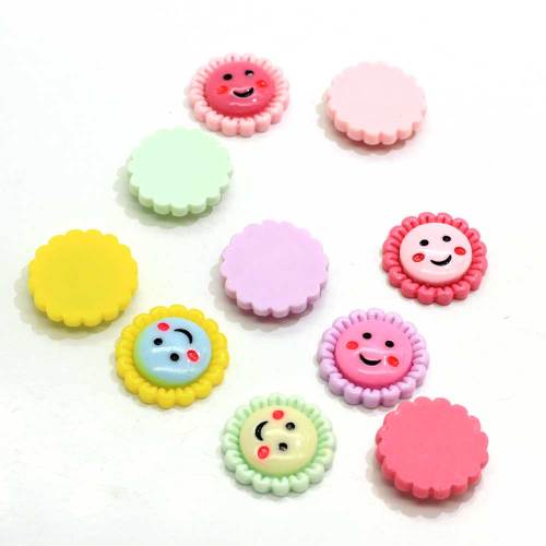 Coloré 20mm 28mm mignon sourire visage tournesol Flatback résine bouton Cabochon pour bricolage artisanat Scrapbook embellissement