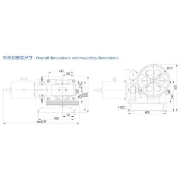 Geared Elevator Traction Machine , 1.6m/s 3700kg Static Capacity YJ160