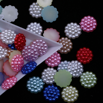 13mm Ivory Buddhist Flower ABS Shape Pearl Cabochons for Rhinestone Embellishments