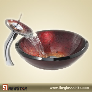 Glass sink with tap