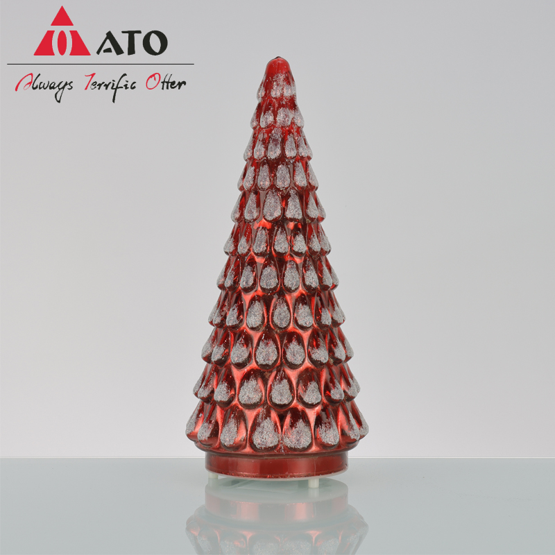 Ato ornements arbre en verre rouge arbre de Noël du flocon de neige