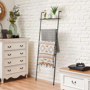 Standing Blanket Ladder with Storage Shelf