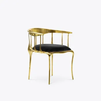 Luxury Brass Italian Designer Metal Makeup & Dining Chair