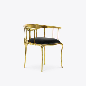 Luxury Brass Italian Designer Metal Makeup & Dining Chair