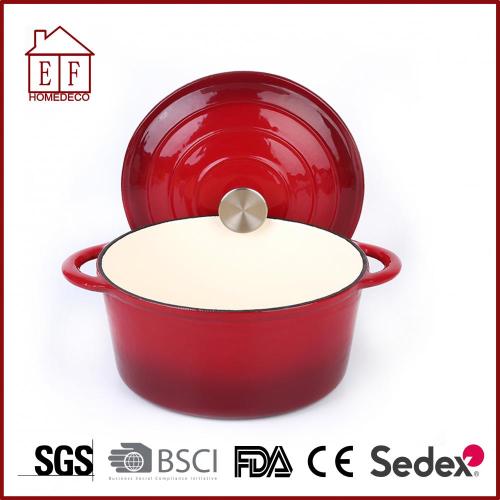 Yellow enamel cast iron casserole